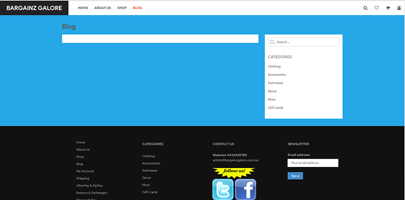 Bargainz Galore Mockup Blog Webpage