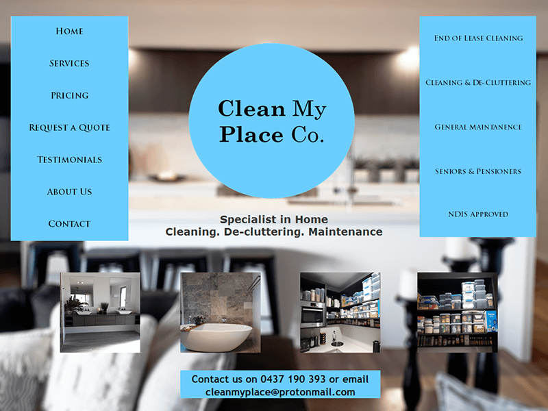 Clean My Place Mockup Home Webpage